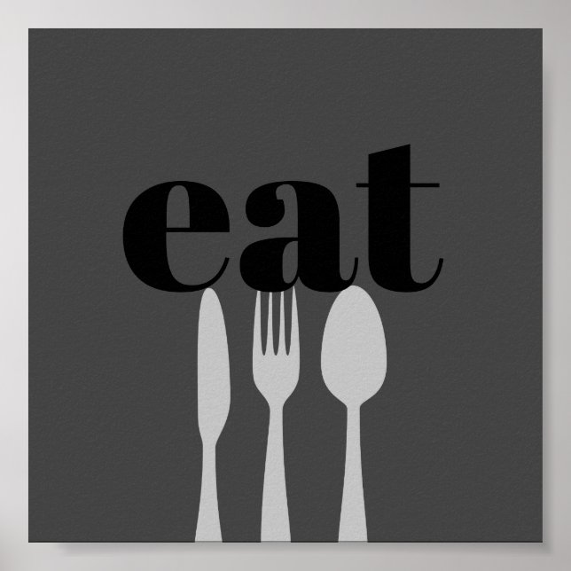Poster cuisine citation mot art moderne manger (Devant)