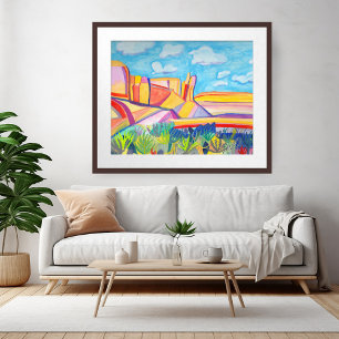 Poster Cuisine colorée Mesa Aquarelle Wacky Paysage