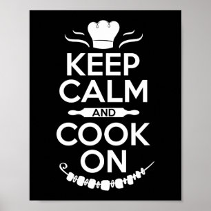 Poster Cuisine Cuisinière Chef Reste Calme Et Cuisine Sur