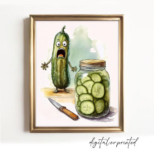 Poster Cuisine Décor Pickle Wall Art Décor Scared Pickle