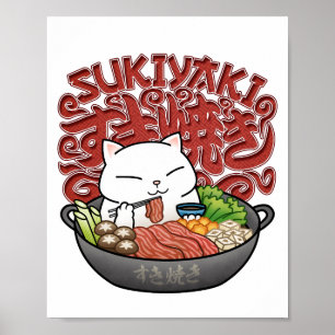 Poster Cuisine japonaise Sukiyaki Chat