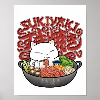 Poster Cuisine japonaise Sukiyaki Chat