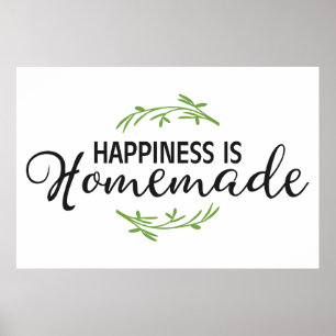 Poster Cuisine mignonne mot art bonheur est fait maison