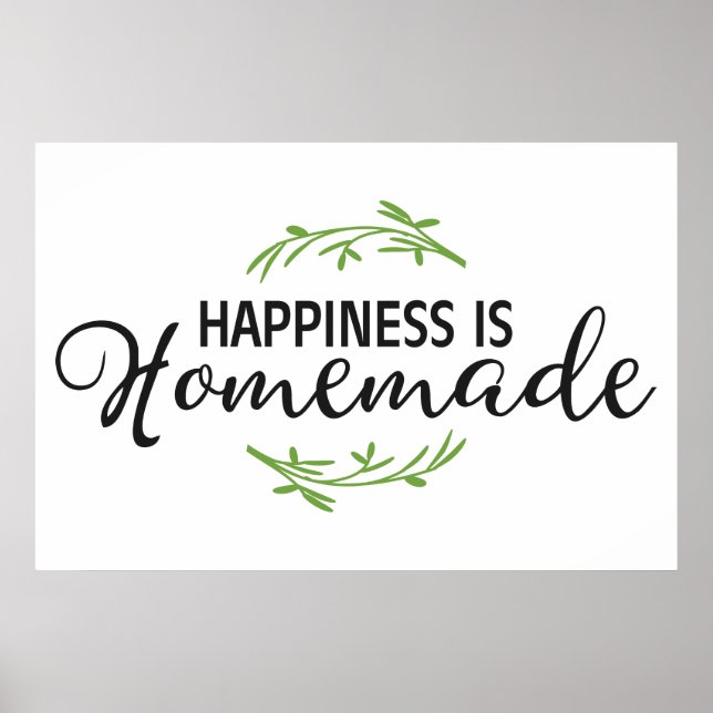 Poster Cuisine mignonne mot art bonheur est fait maison (Devant)