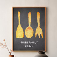 Cuisine noir blanc Jaune Ustensiles Chalkboard