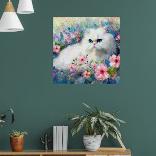 Poster Cuisine Perse blanche Cuisine Bleu Yeux en Fleurs 