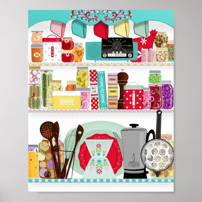 Poster Cuisine rétro du milieu du siècle (Devant)