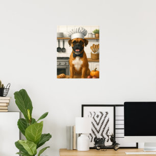 Poster Cuisinier Boxer Drôle à la Cuisine pour les Cuisin