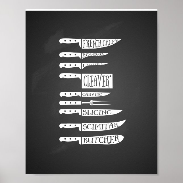 Poster cuisinier cuisinier cuisinier couteaux de recette  (Devant)