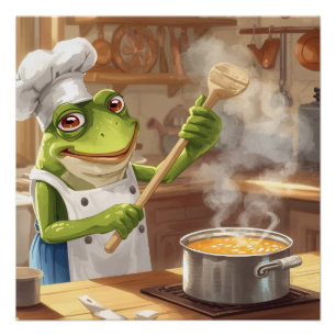 Poster Cuisinier Grenouille Cuisine Bonheur – FrogPosters
