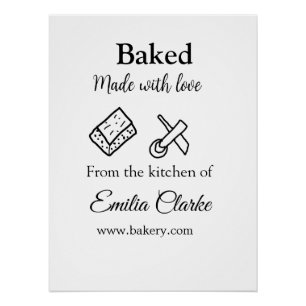 Poster Cuit avec amour boulangerie entreprise ajouter nom