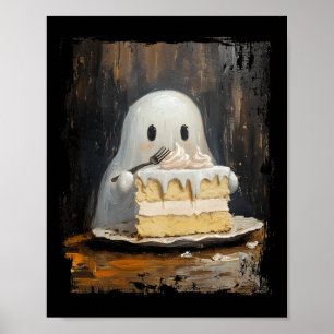 Poster Cuite Ghost Ghost Manger Gâteau Drôle Halloween No