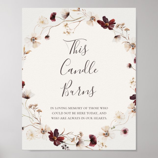 Poster Cuivre Bourgogne Fleur sauvage Beige Cette bougie  (Devant)