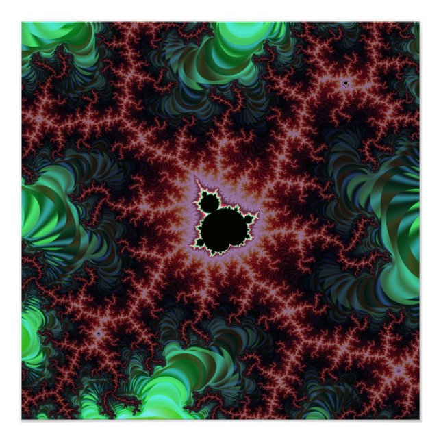 Poster Cuivre et vert Mandelbrot Set Fractal Zoom (Devant)