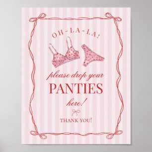 Poster Culotte Bachelorette Lingerie Rouge Cœur S'il Vous