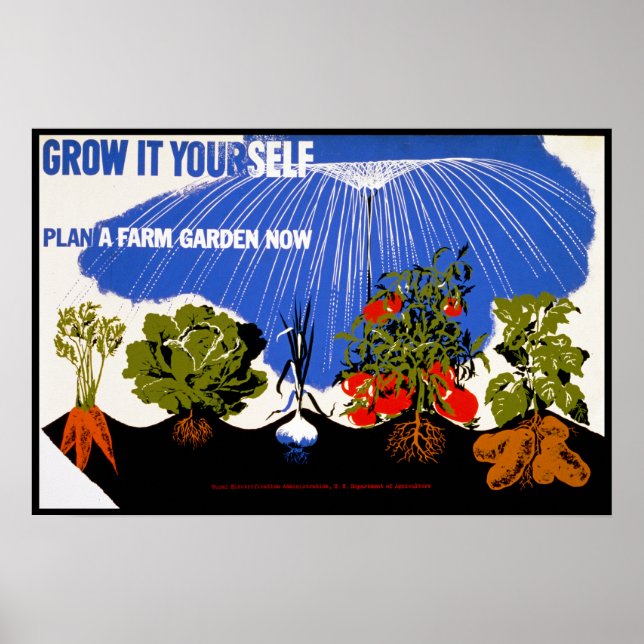 Poster Cultiver soi-même ~ Plante un jardin agricole main (Devant)