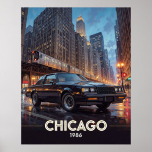 Poster Culture de la route nocturne de Chicago 1986 Illin