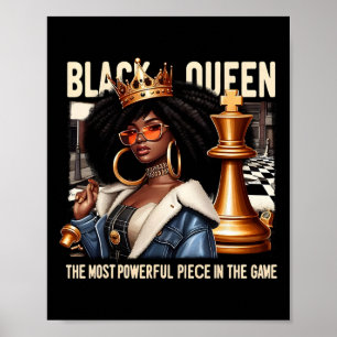 Poster Culture noire Reine noire Échecs Autonomisation No