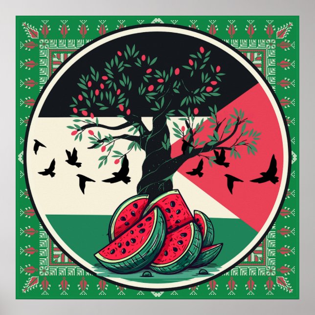 Poster culture palestienne | pastèque palestine, olive t (Devant)