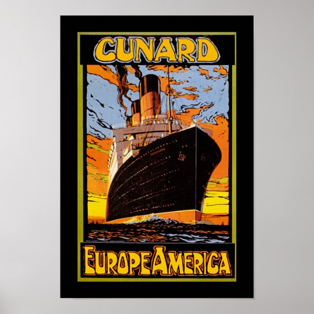 Poster Cunard Europe-Amérique (Devant)