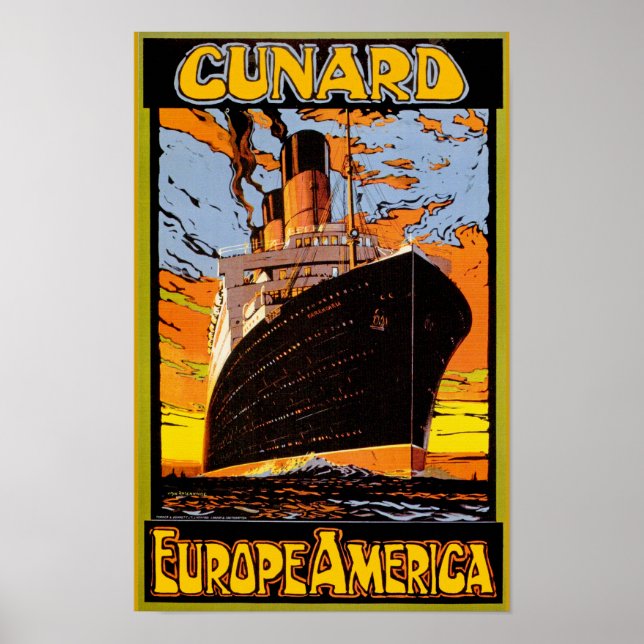 Poster Cunard Europe-Amérique (Devant)