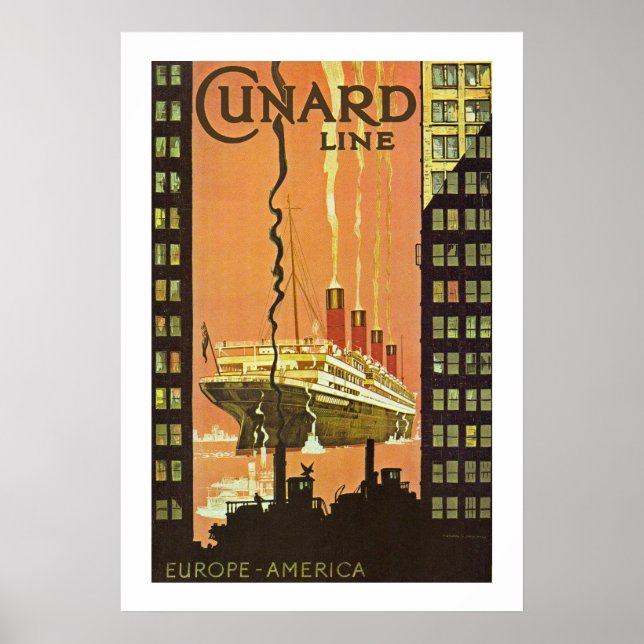 Poster Cunard Europe-Amérique (Devant)