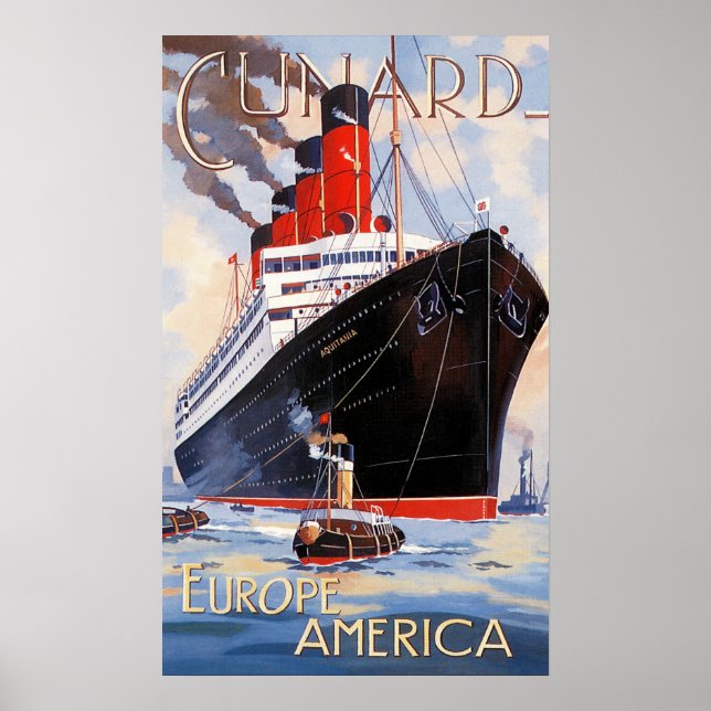 POSTER CUNARD OCEAN LINER AQUITANIA (Devant)
