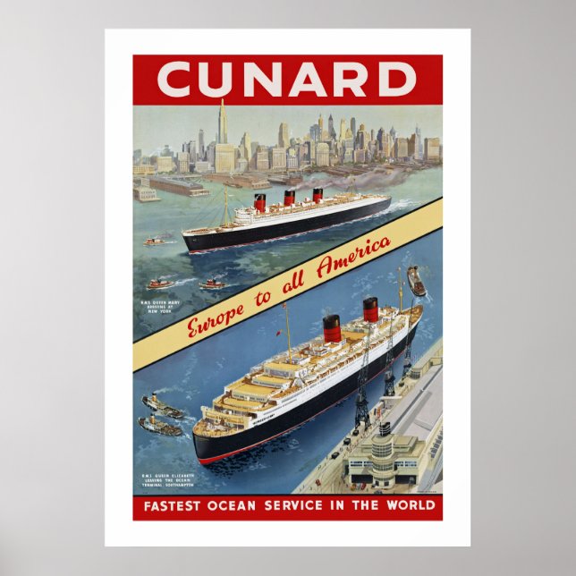 Poster Cunard Queens (Devant)