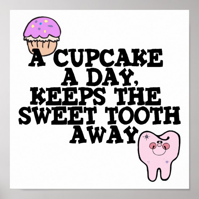 Poster Cupcake A Day Sweet Tooth Away (Devant)