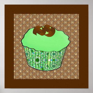 Poster Cupcake au chocolat congelé à la menthe, Arrière -