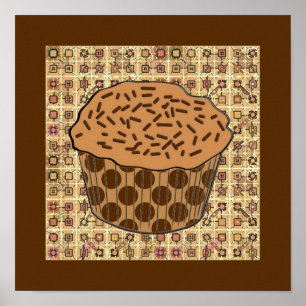 Poster Cupcake caramel givré avec arroses