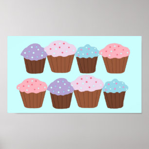 Poster Cupcake délice avec bordure rose