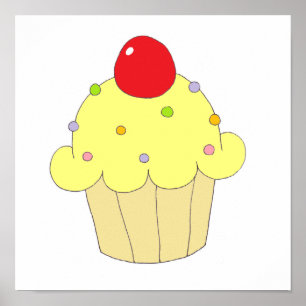 Poster Cupcake jaune