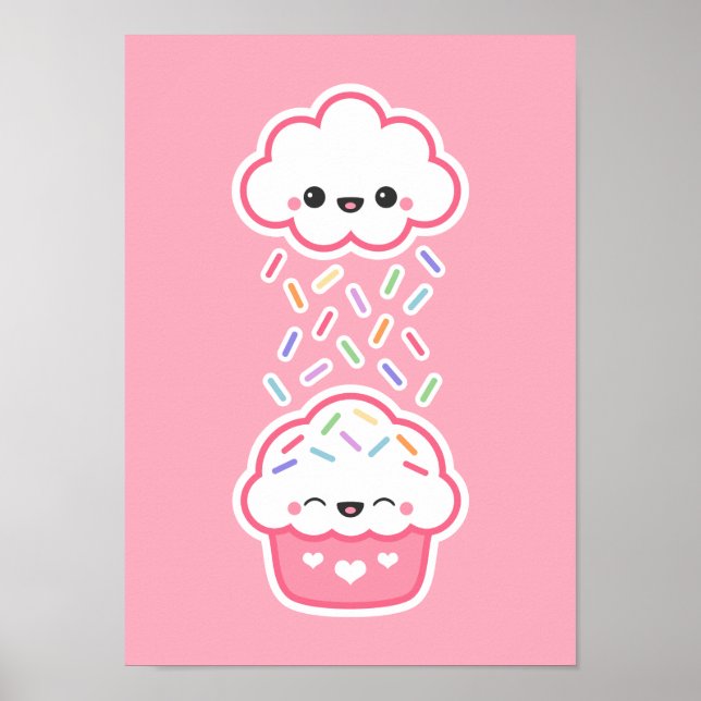 Poster Cupcake mignonne avec arroses (Devant)
