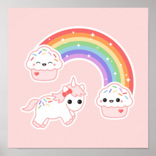 Poster Cupcake Rainbow Unicorn