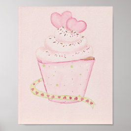 Poster Cupcake rose 8 x 10 tirage