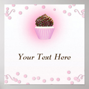 Poster Cupcake rose Confetti Boulangerie fête d'anniversa