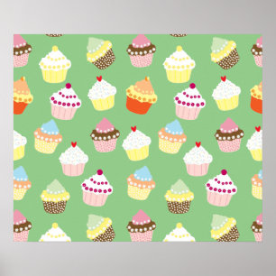 Poster Cupcakes Delicious Decorated Birthday