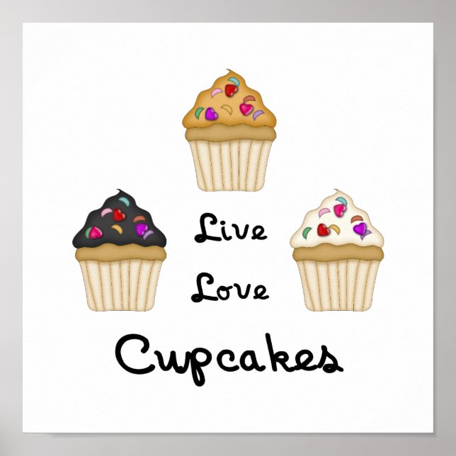 Poster Cupcakes Live Love (Devant)