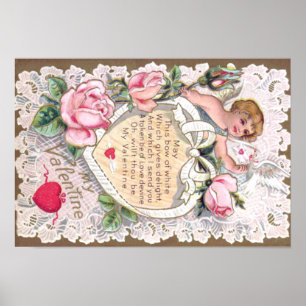 Poster Cupide Rose Rose Dove Flèche coeur