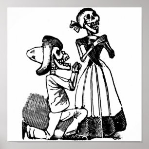 Poster Cupidon Calavera, Skeleton Lovers c. Années 1900