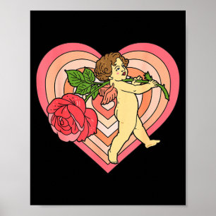 Poster Cupidon Chérubin Ange Avec Rose Rouge Amour Saint-