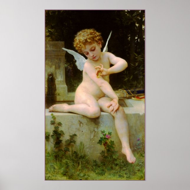 Poster Cupidon et papillon de Bouguereau (Devant)