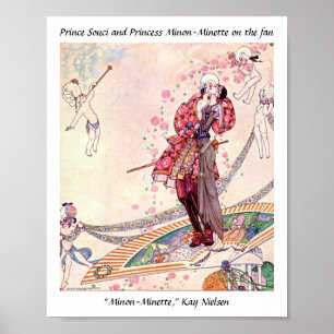 Poster Cupidons, princesse et prince sur un ventilateur m
