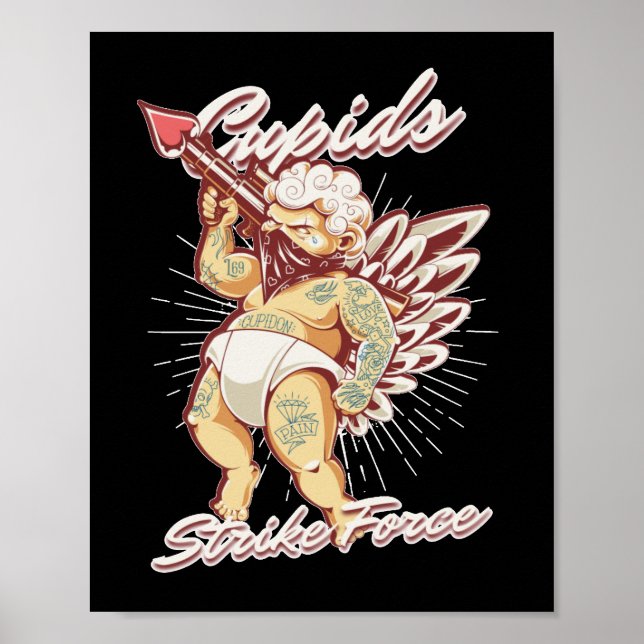 Poster CUPIDS STRIKE FORCE drôle de valentines cupides jo (Devant)