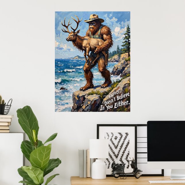 Poster Curiosité côtière : Bigfoot et Elk (Bureau à domicile)