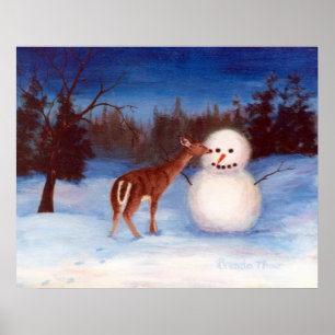 Poster Curiosity Deer et Snowman