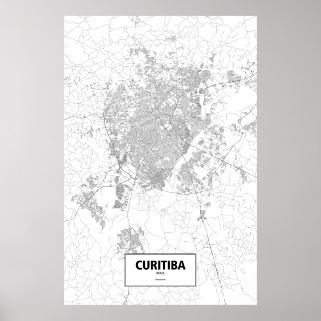 Poster Curitiba, Brésil (noir sur blanc) (Devant)