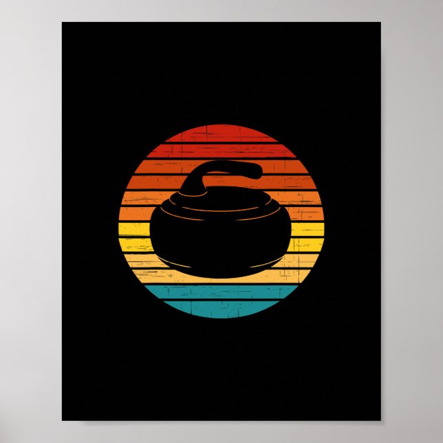 Poster Curling Vintage Retro Stone (Devant)