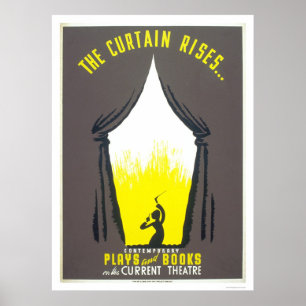 Poster Curtain Rises Theatre 1942 WPA